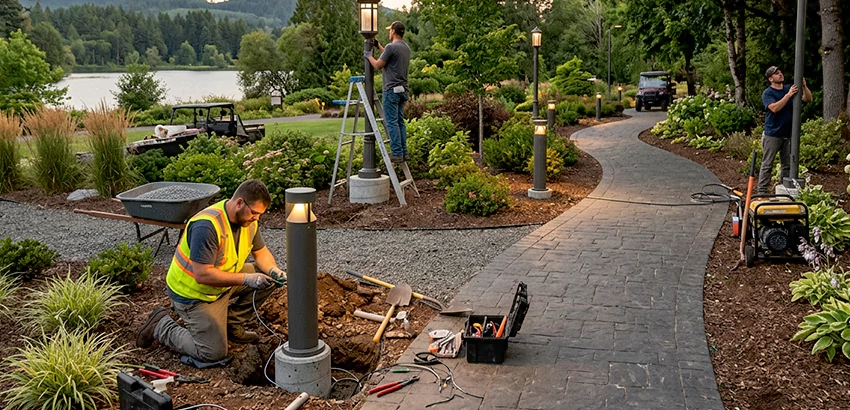 Landscape Post, Pole, and Bollard Lighting Installation in Arlington