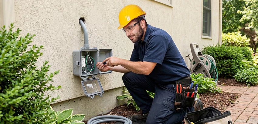 Outdoor Outlet Installation on Vinyl Siding in Arlington